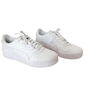 PUMA Women’s Carina White Lace up Leather Casual Comfort Athletic Sneaker Sz:8.5